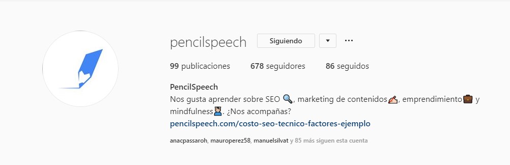 Perfil de instagram Pencil Speech
